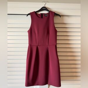Topshop Wine Sleeveless Fit-and-Flare Mini Dress